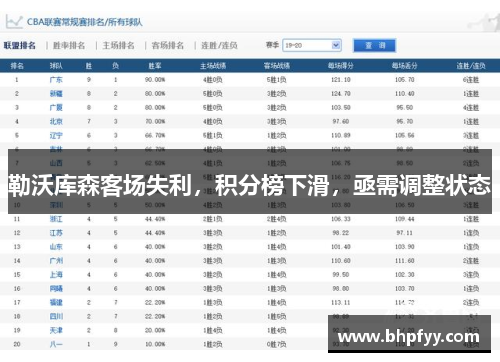 勒沃库森客场失利，积分榜下滑，亟需调整状态